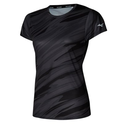 Camisa Mizuno Impulse Core Estampados Tee Mujer Negros - Chile M203BZVGCJ